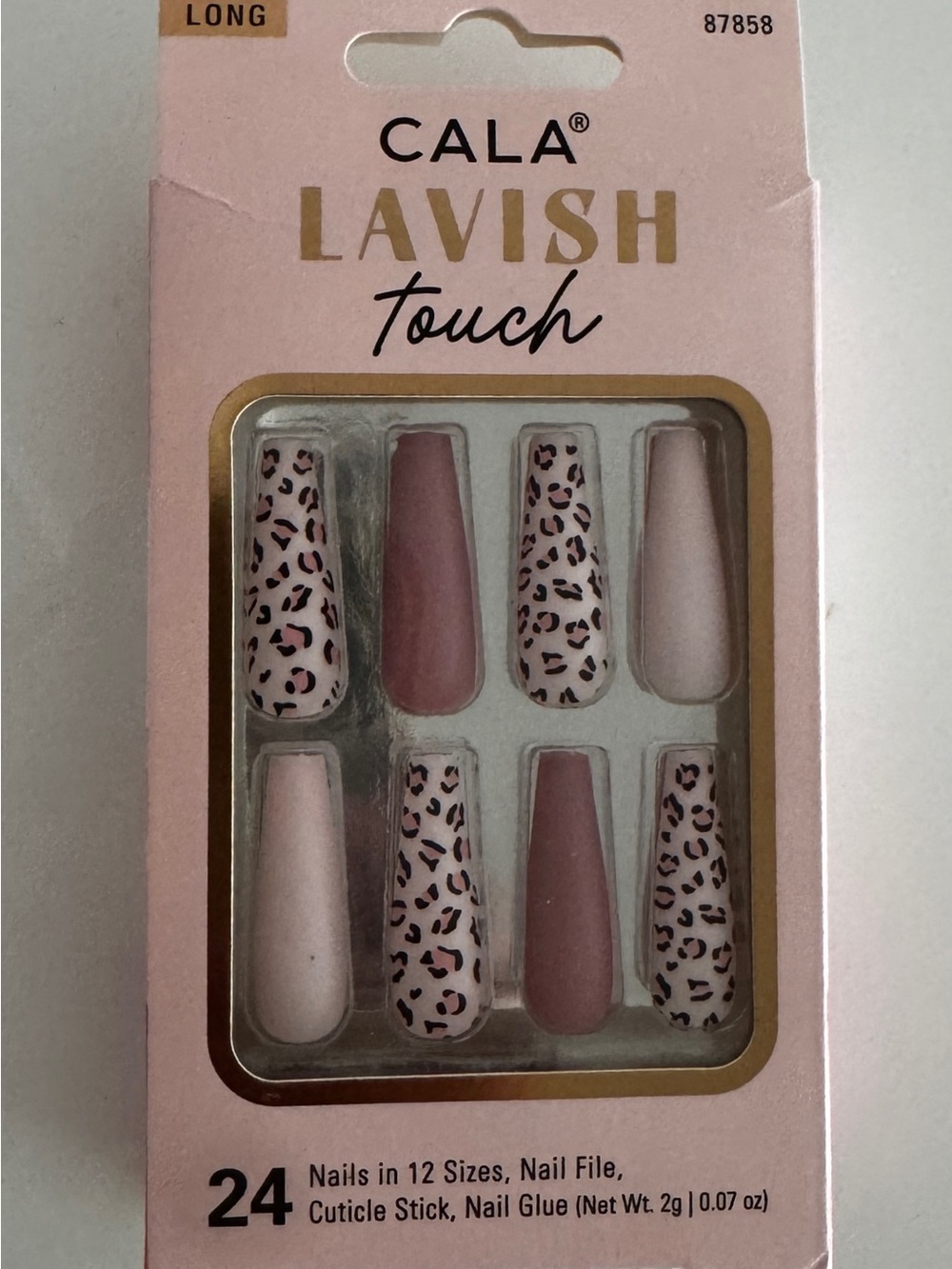 Brand New Cala Lavish Touch Press-On Nails - Pink Leopard Accent